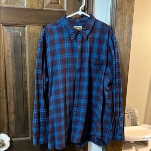 Men's Blue and Red Plaid Shirt